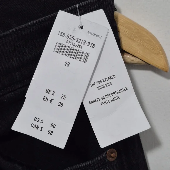 Abercrombie & Fitch A&F Black Denim 90s Relaxed High Rise Jeans SIZE 29/8R NWT - Picture 5 of 8